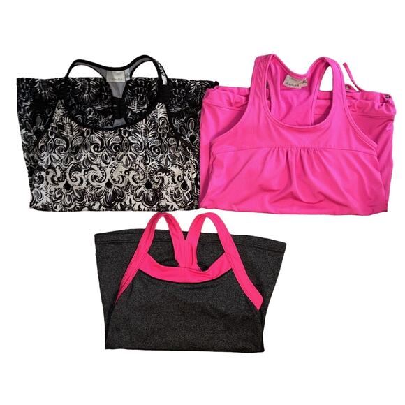 Set Of 3 Women's Tank Tops Athleta & GapFit X-Small Stretch Pink Black Gray XS - Picture 2 of 15